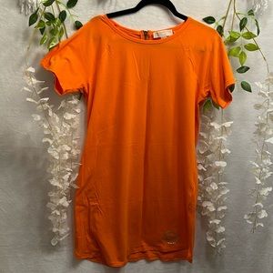 A casual orange loose dress from smoke and pet free home
